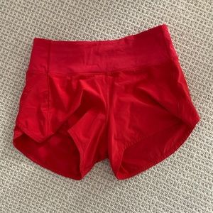 lululemon red size 4 4 inch shorts never worn